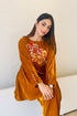 Feriha Mustard Velvet Embroidered Set